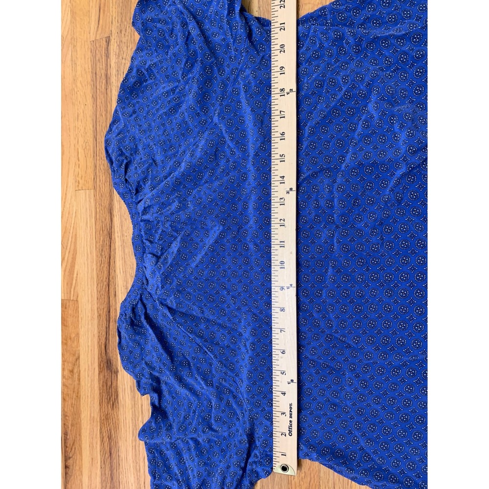 Joie Women's Blue 100% Silk Medallion Print Blouse Split Neck 3/4 Sleeve S - Picture 7 of 9
